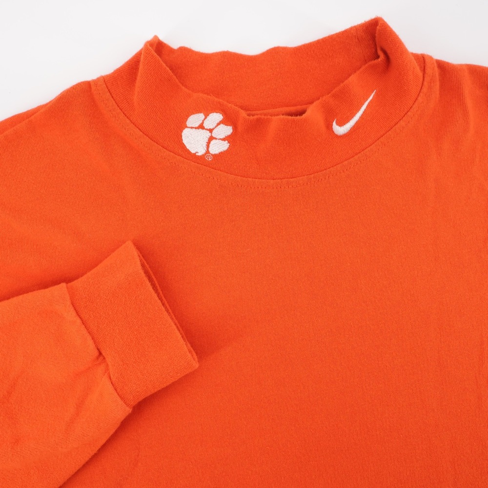 Vintage Nike Clemson Tigers Mock Neck Top Orange Long Sleeve Mens Large